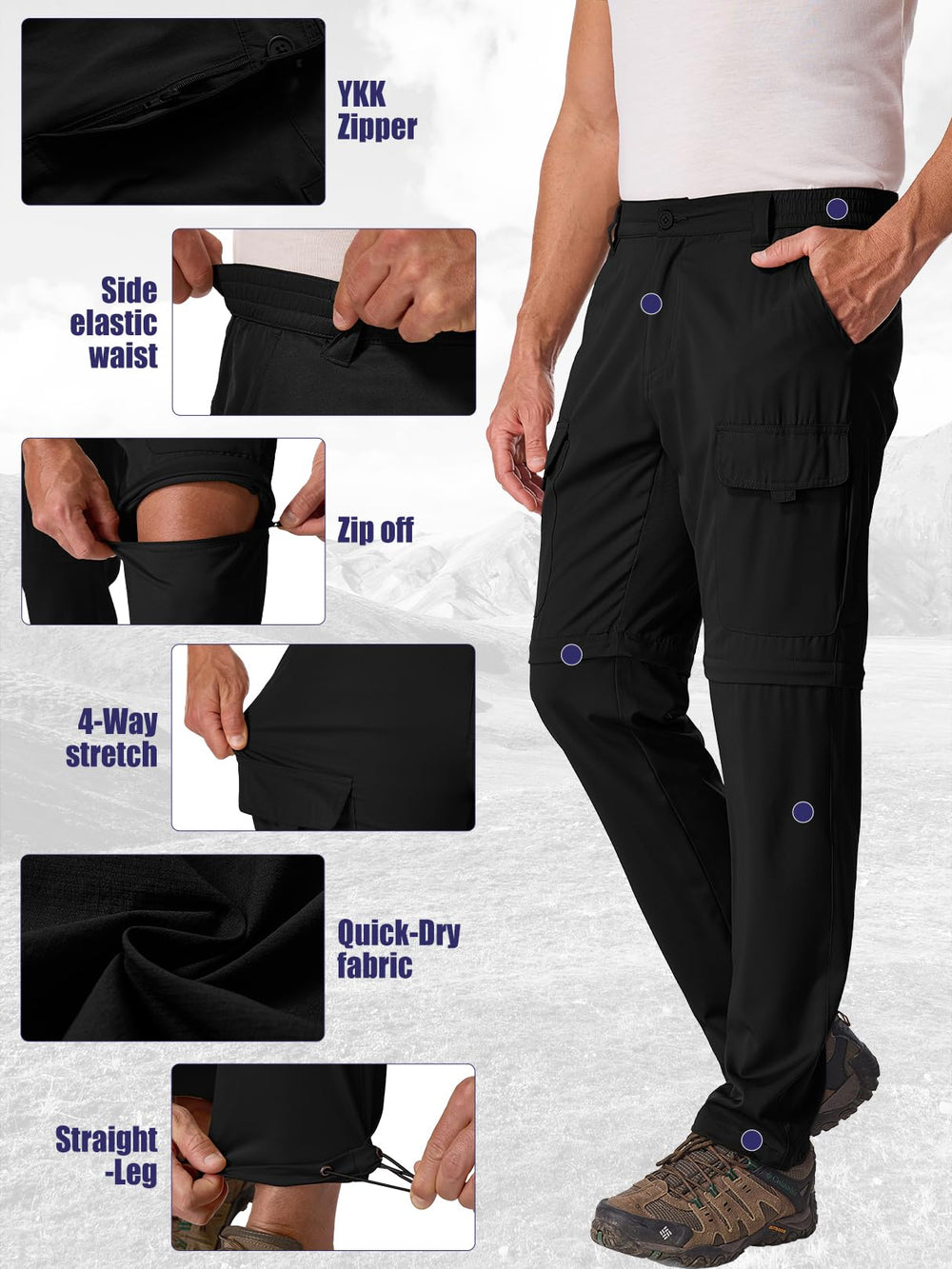 Linlon hiking pants UPF 50+ sun protection for outdoor use.