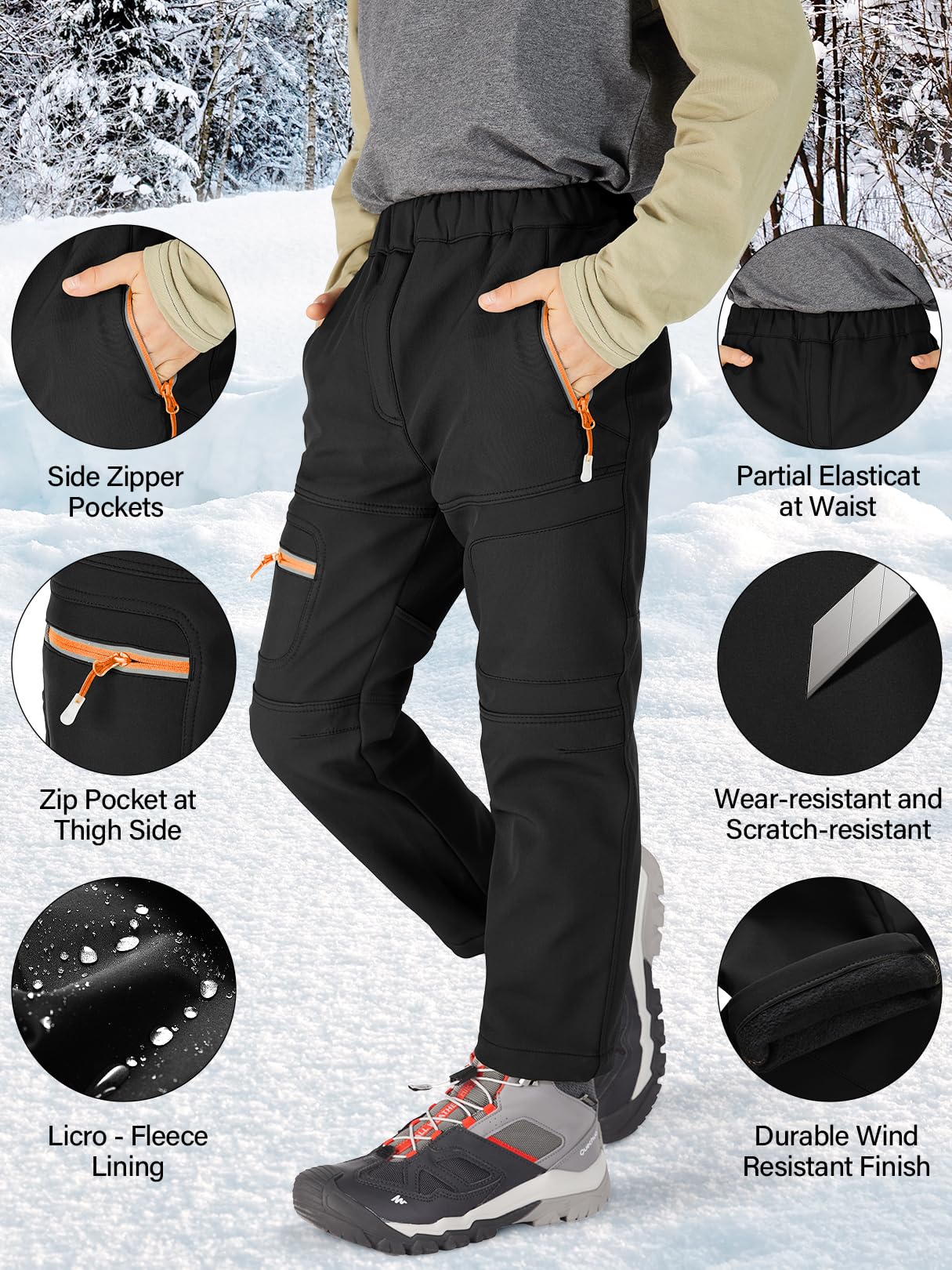 linlon kids snow pants articulated knees allow flexible movement on slopes