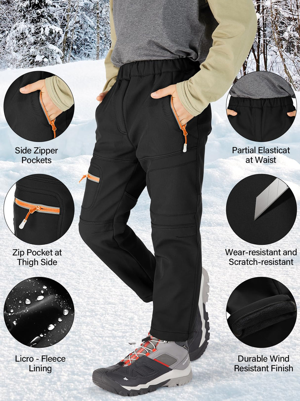 linlon kids snow pants articulated knees allow flexible movement on slopes