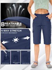 Linlon women's hiking pants navy quick-dry fabric keeping you cool and dry during activity