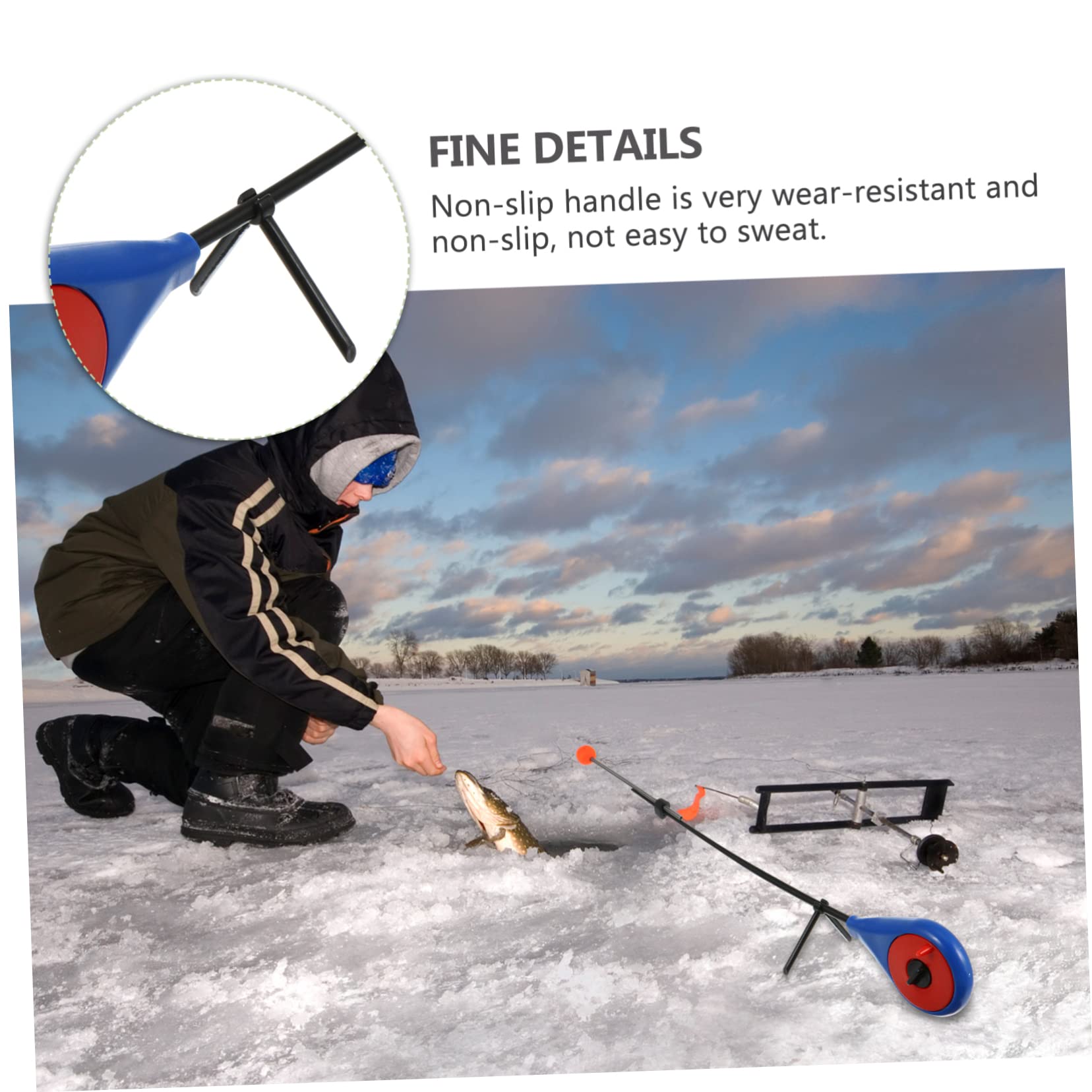 LIOOBO ice fishing rod stored compactly for easy transport.
