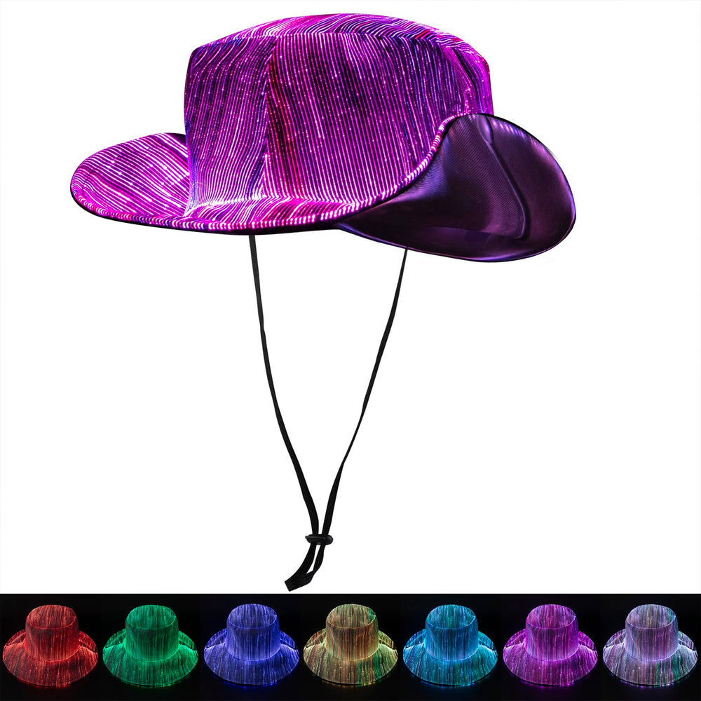 Liovode LED bucket hat with 7-color LEDs for party visibility.