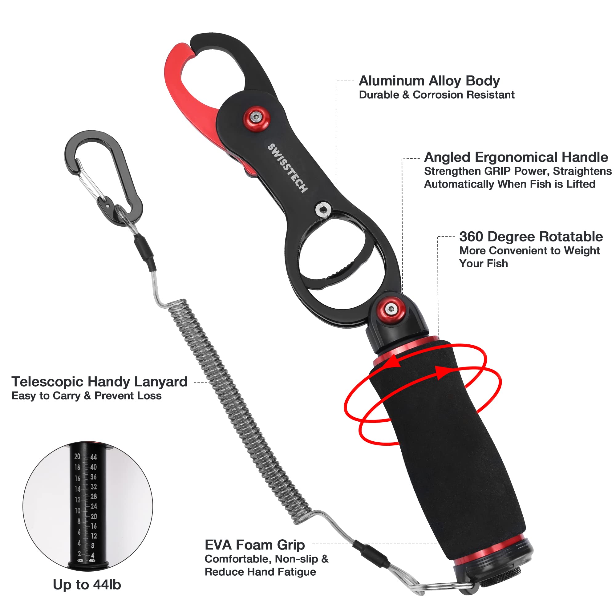 Lip gripper with scale and ergonomic handle