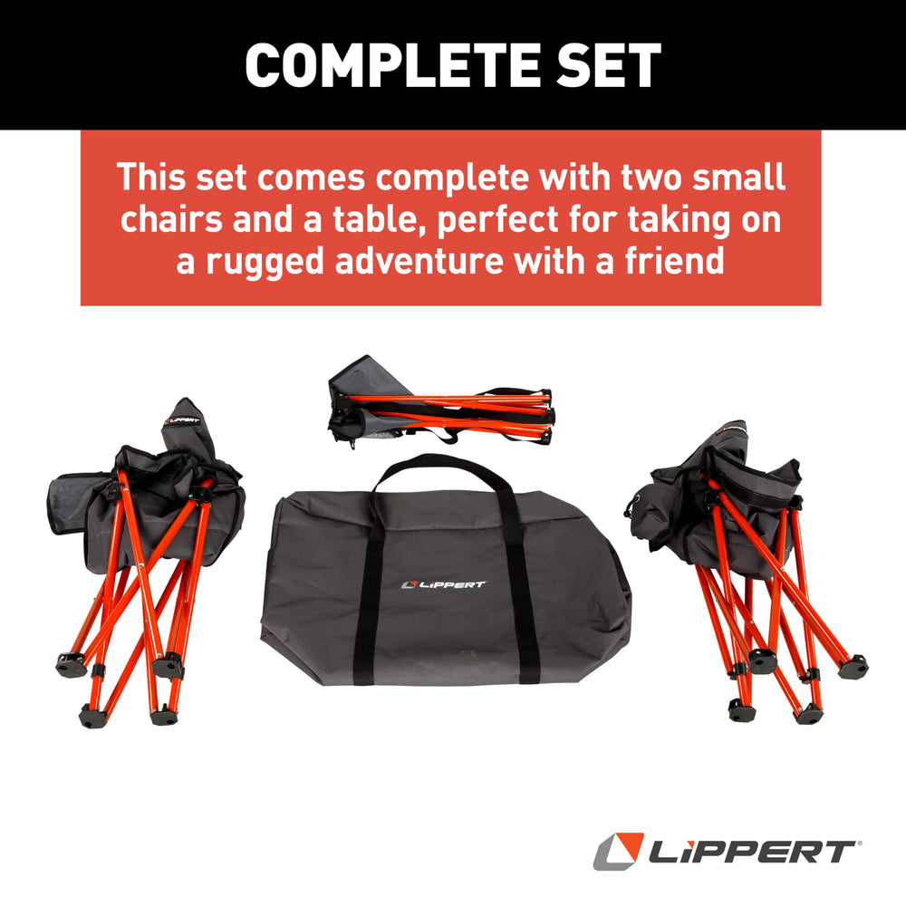 Lippert Baja set ready for on-the-go meals with dual cupholders.