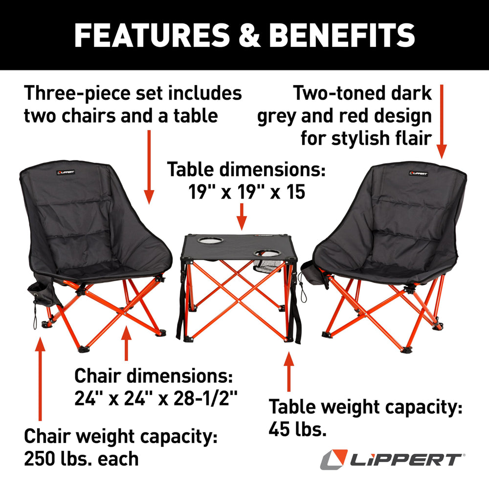Lippert Baja table with dual cupholders for easy on-the-go beverages.