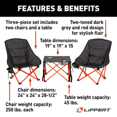Lippert Baja table with dual cupholders for easy on-the-go beverages.