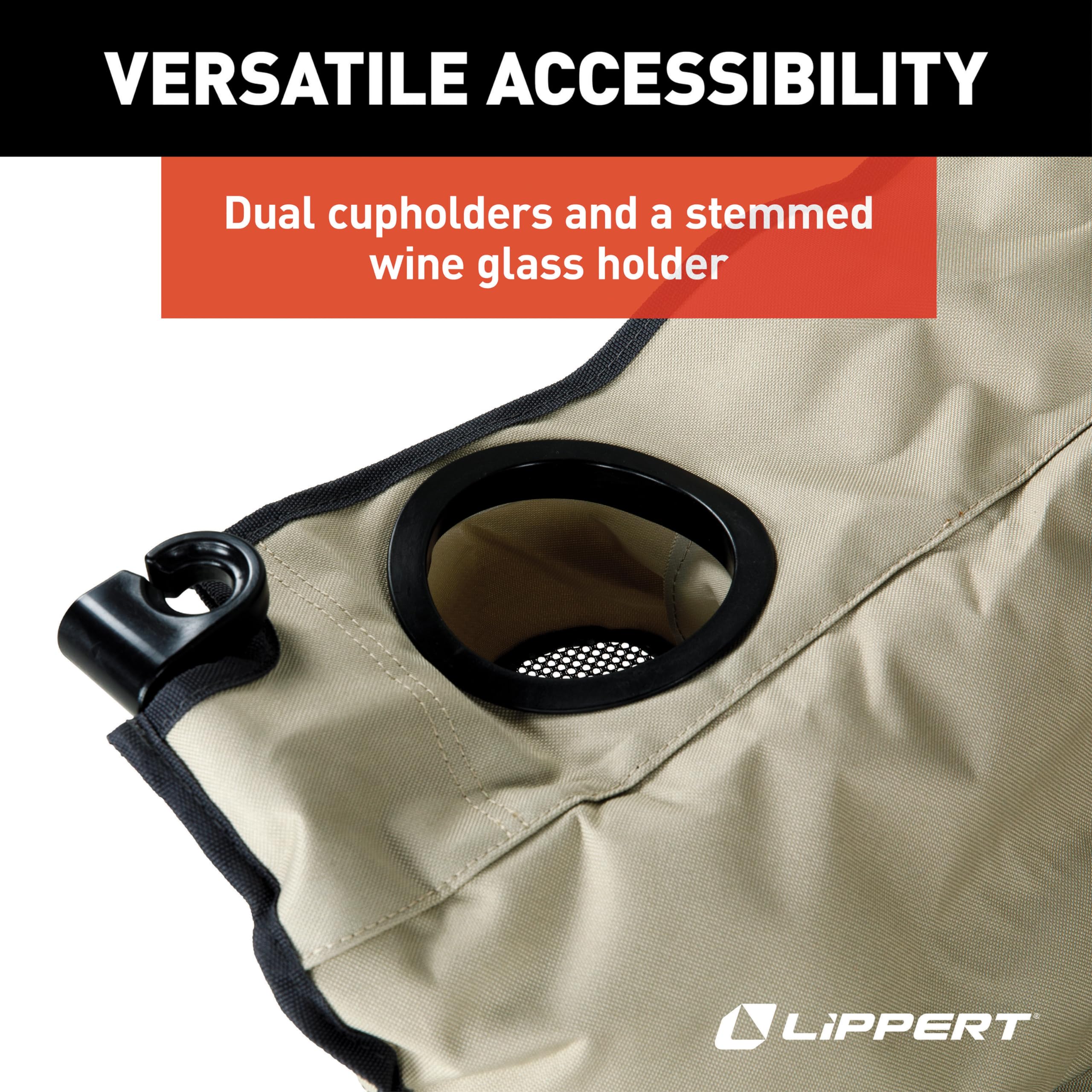 Lippert Big Bear back mesh pocket closeup offering accessible storage for small gear.