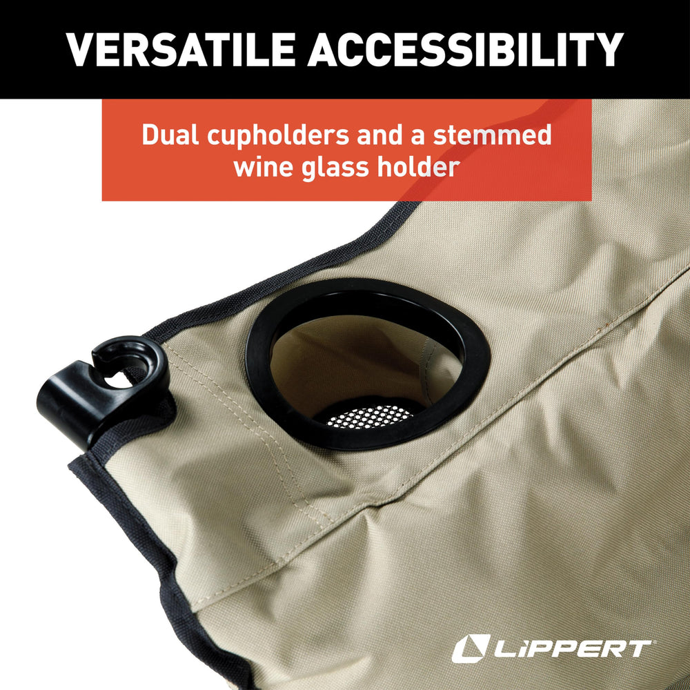 Lippert Big Bear back mesh pocket closeup offering accessible storage for small gear.