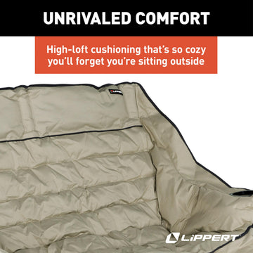 Lippert Big Bear dual cupholders closeup shows convenient beverage access during outdoor relaxation.