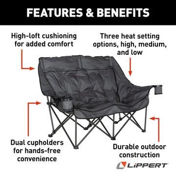 Lippert Big Bear heated loveseat control panel for easy temperature adjustments