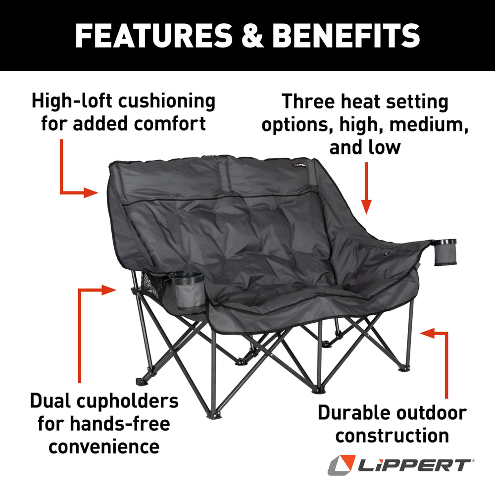 Lippert Big Bear heated loveseat control panel for easy temperature adjustments