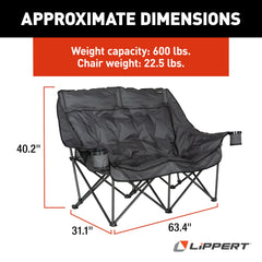Lippert Big Bear heated loveseat seat cushion provides plush comfort for camp nights