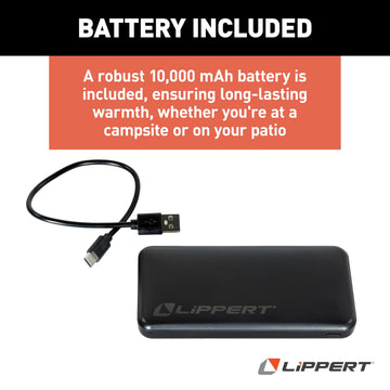 Lippert Big Bear heated loveseat weather-resistant fabric withstands outdoor conditions