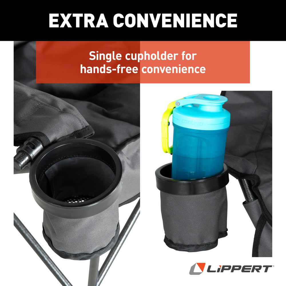 Lippert Big Bear chair folds compactly for camping and travel.