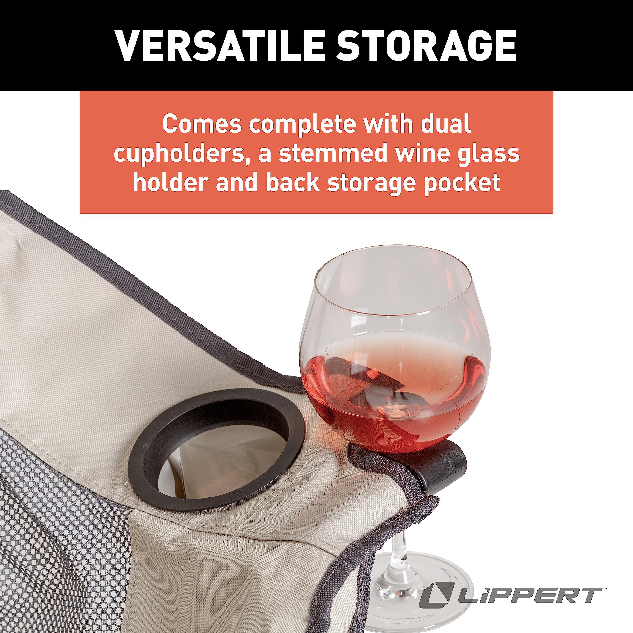 Lippert Campfire Couch back mesh pocket keeps essentials at hand