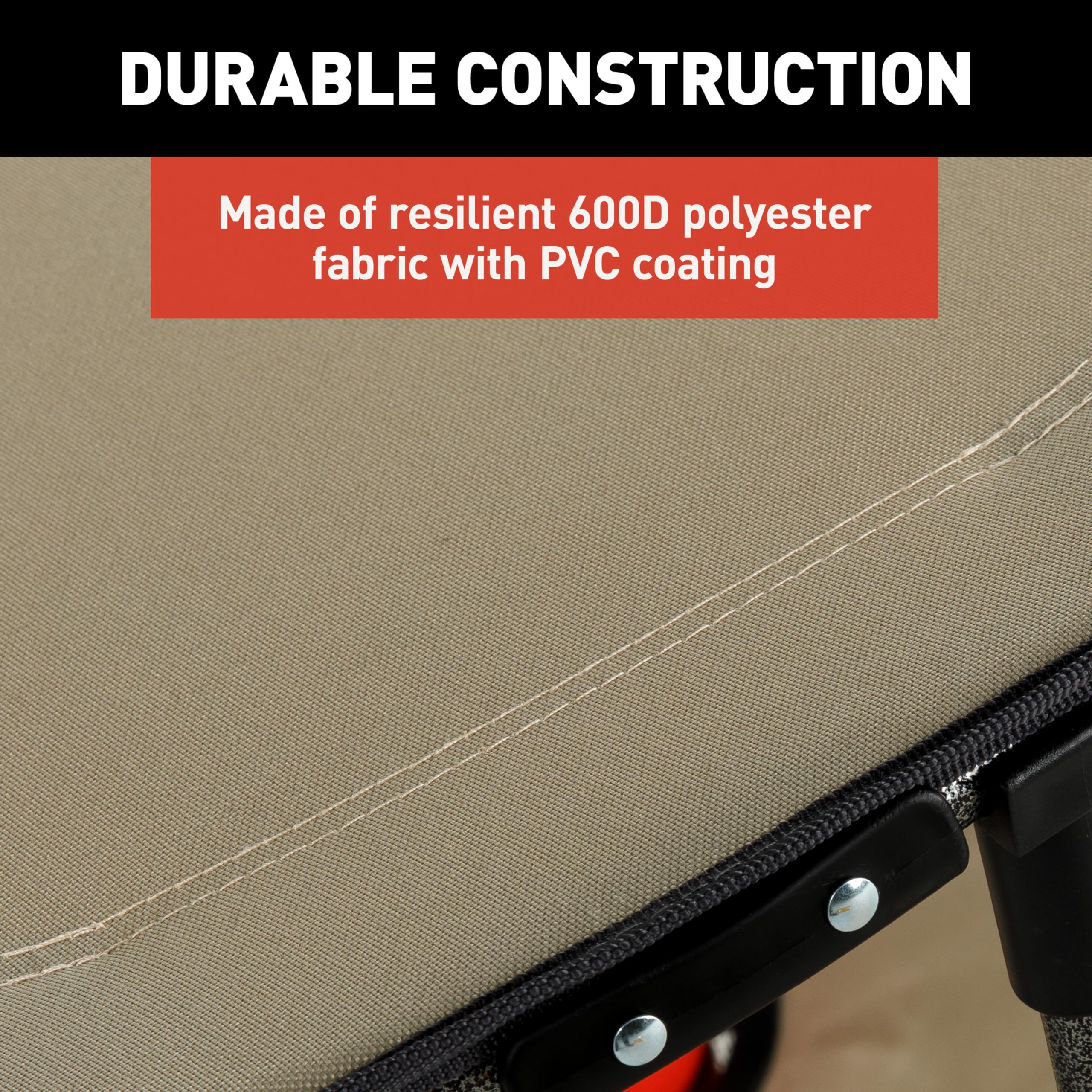 Lippert Sand two-tier table fabric and PVC coating shows weather-ready durability.