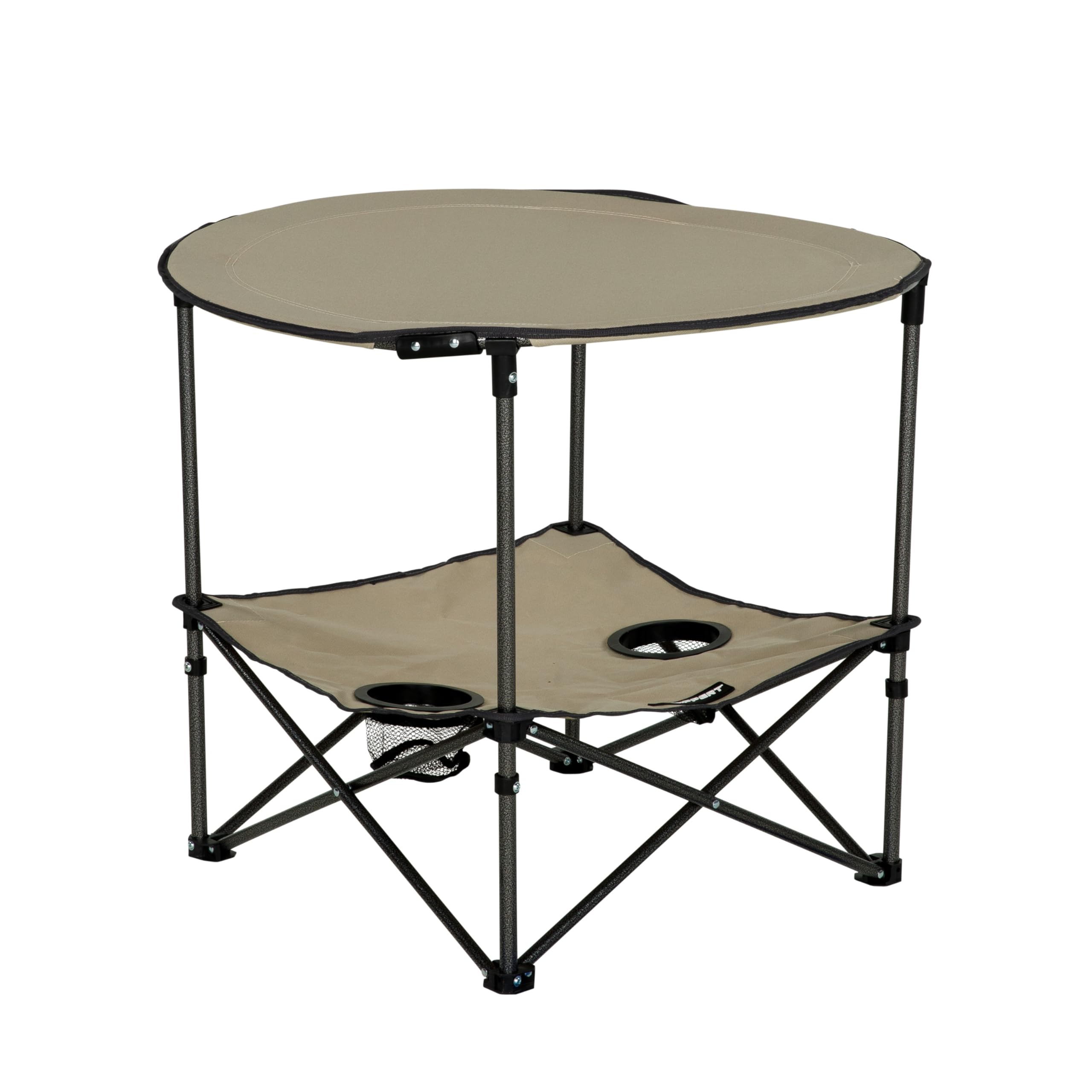Lippert Sand two-tier table side view shows a compact outdoor surface for meals and gear.
