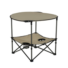 Lippert Sand two-tier table side view shows a compact outdoor surface for meals and gear.
