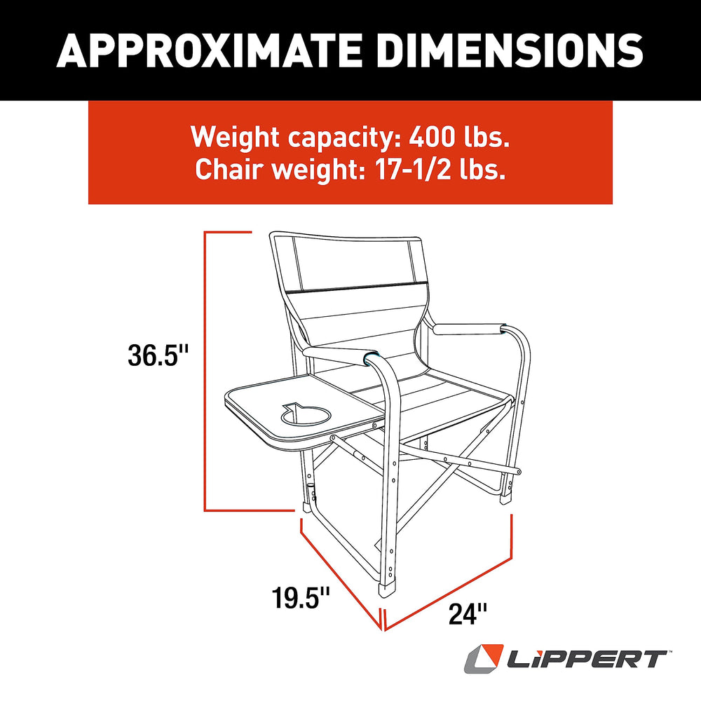 Lippert Scout Plus chair features an integrated cupholder for quick refreshment.