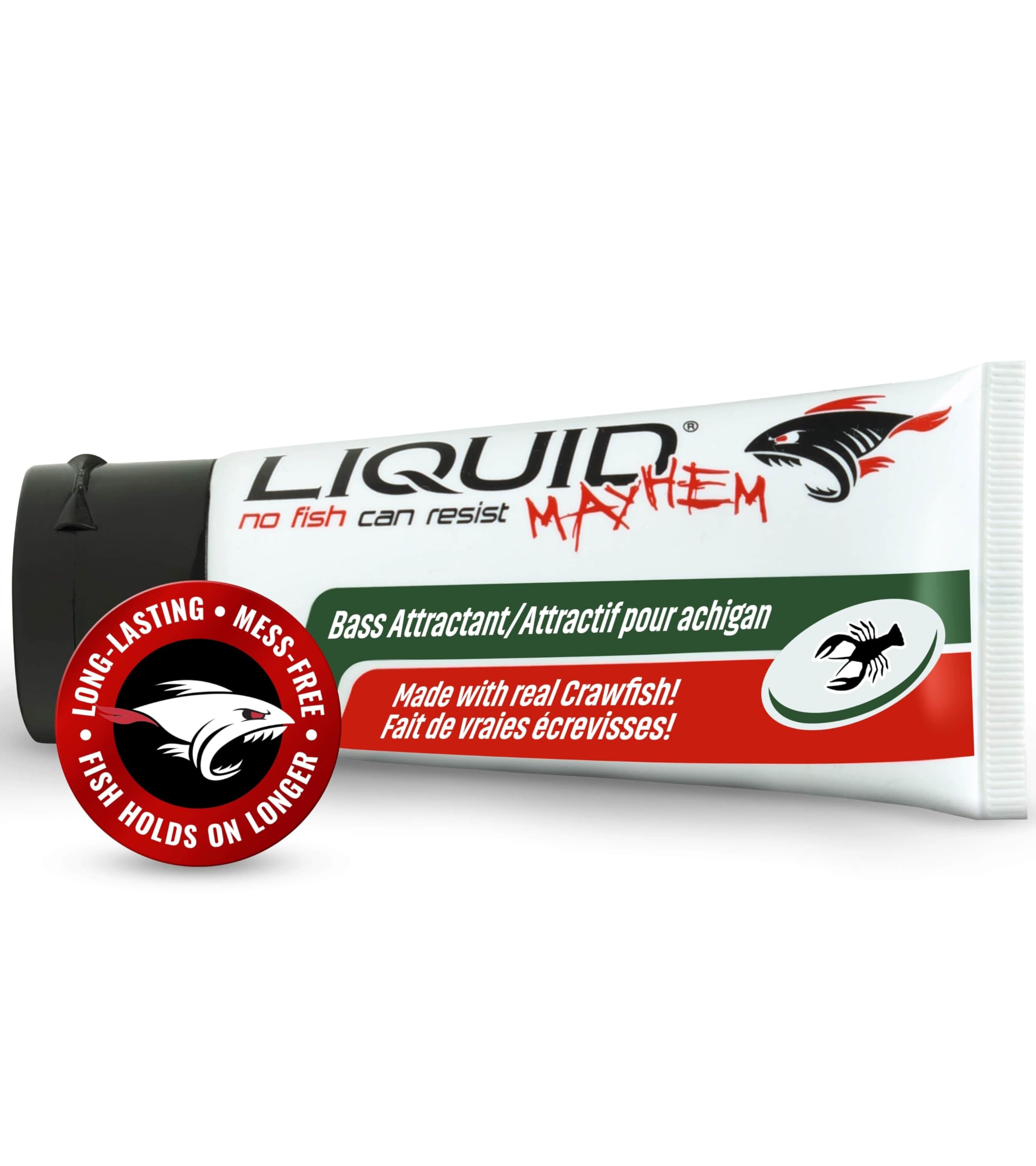 Liquid Mayhem Bass Attractant Gel bottle with label