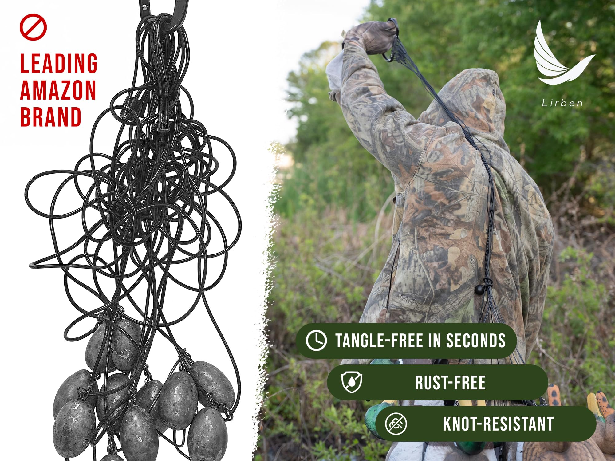 Lirben corrosion-resistant crimps on 6oz weights ensure lasting field reliability