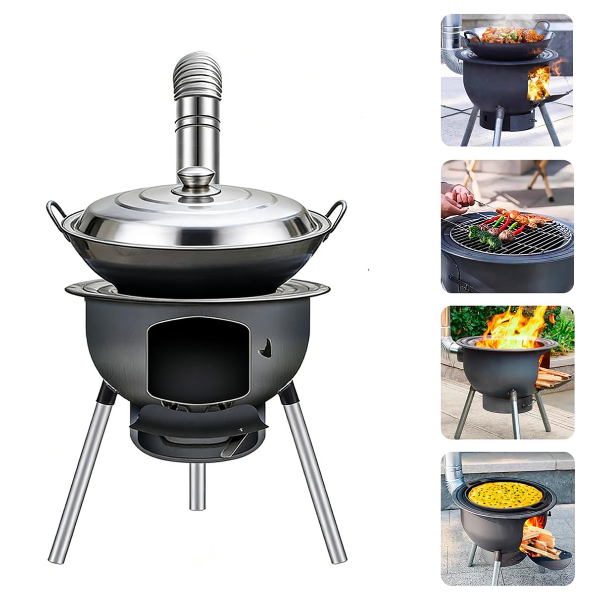 LITAITAI heavy-duty stove with a 3-ring surface, ideal for versatile outdoor cooking.