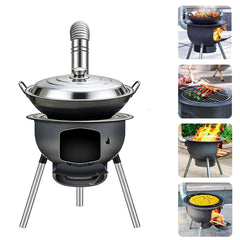 LITAITAI heavy-duty stove with a 3-ring surface, ideal for versatile outdoor cooking.