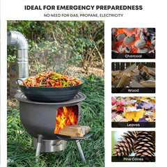 LITAITAI windproof stove multi-fuel burning supports coal, wood, charcoal, and twigs