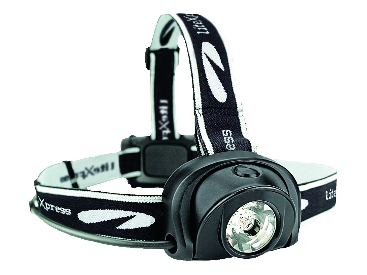 LiteXpress Liberty 113 headlamp front view with bright beam for hands-free night activities
