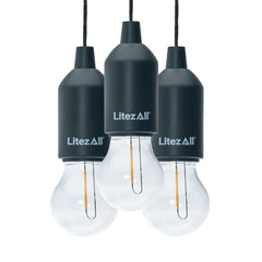 LitezAll 28103 pull-string bulb front view showing compact design for tight spaces.