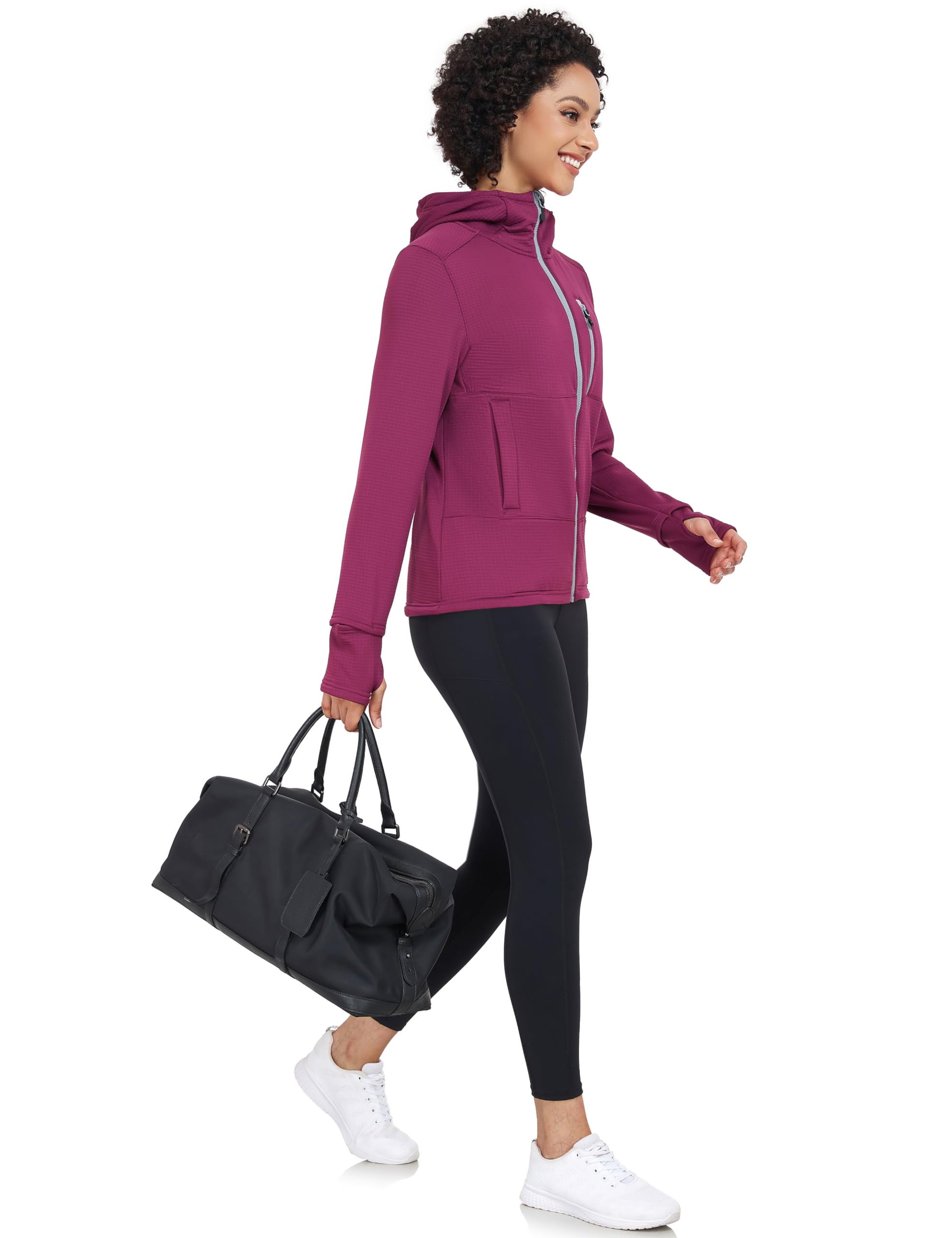 Little Donkey Andy Boysenberry fleece jacket back view showcasing versatile outer-layer design