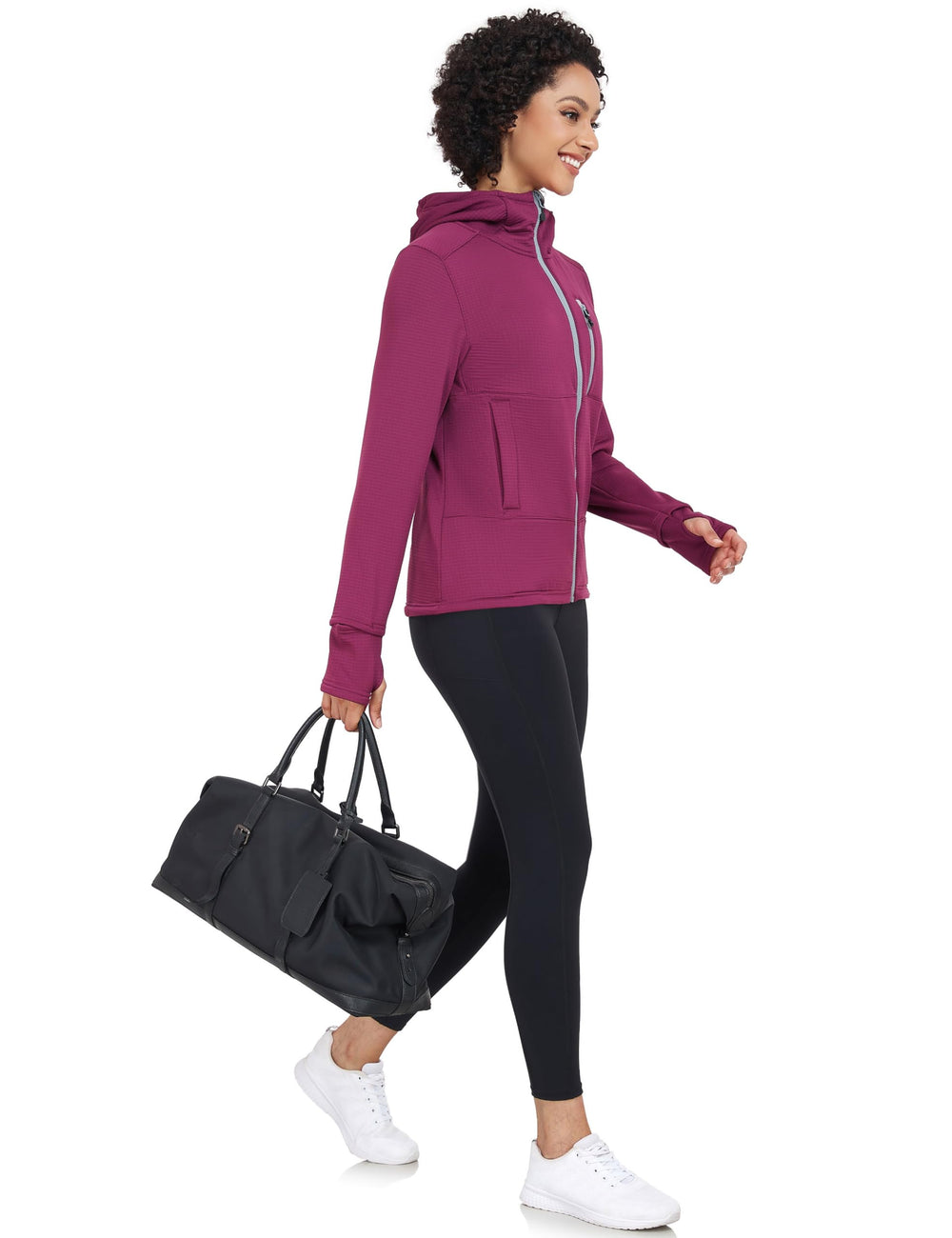 Little Donkey Andy Boysenberry fleece jacket back view showcasing versatile outer-layer design