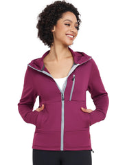 Little Donkey Andy Boysenberry fleece jacket cuff detail highlighting thumbholes for warmth