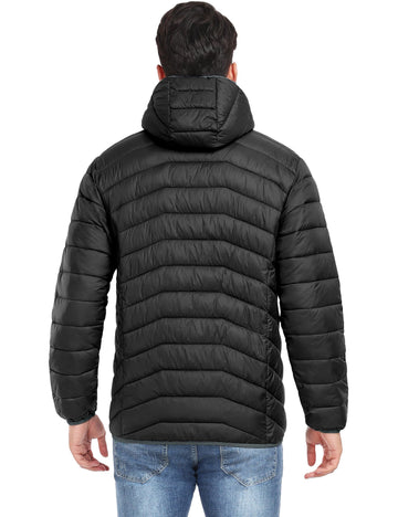 Little Donkey Andy men's puffer chest pocket for secure keys and phone storage.