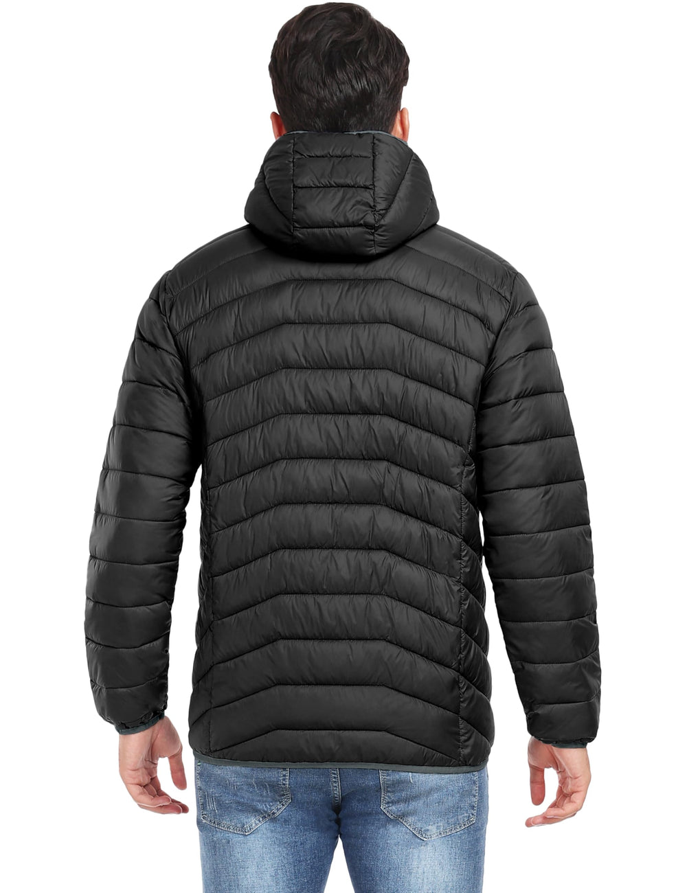 Little Donkey Andy men's puffer chest pocket for secure keys and phone storage.