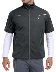 Little Donkey Andy windproof vest closeup shows durable softshell stitching