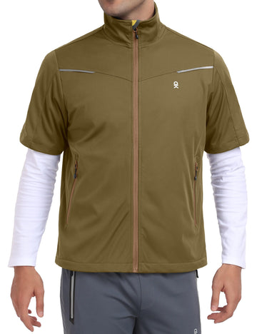 Little Donkey Andy windproof vest fabric closeup, showing durable softshell texture.