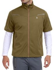 Little Donkey Andy windproof vest fabric closeup, showing durable softshell texture.