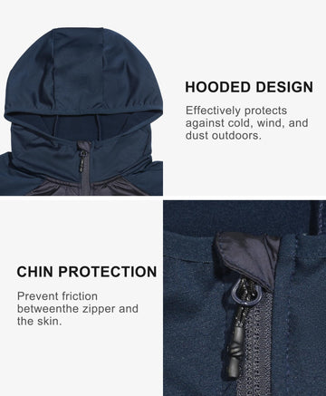 Little Donkey Andy navy jacket with zippered handwarmer pockets for secure items.