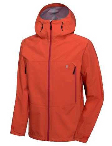 Little Donkey Andy rain jacket front view in orange for outdoor protection.