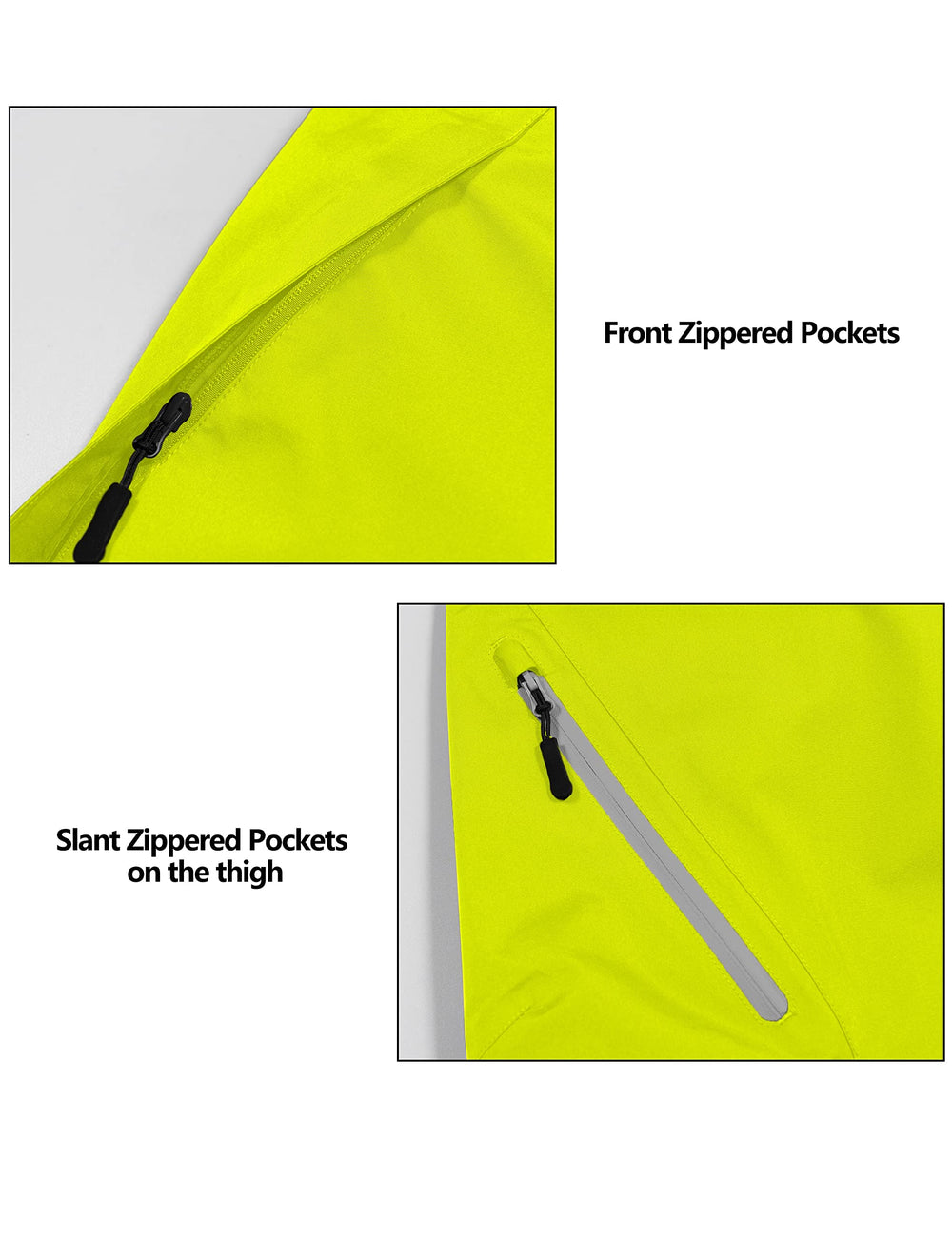 Little Donkey Andy rain pants fruit green color for visibility.