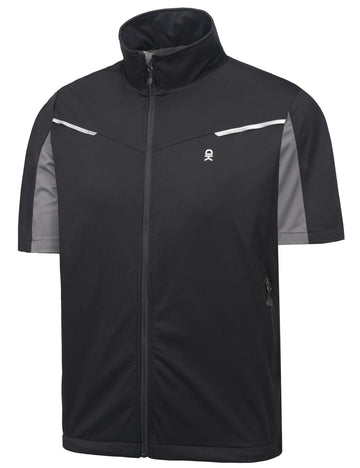 Little Donkey Andy softshell vest front-zip demonstrates windproof warmth for outdoor activities.