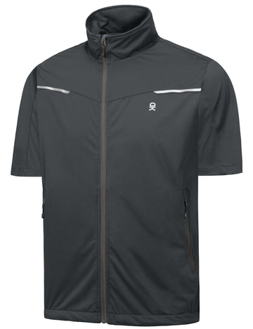 Little Donkey Andy vest front view with windproof softshell for cool weather warmth.