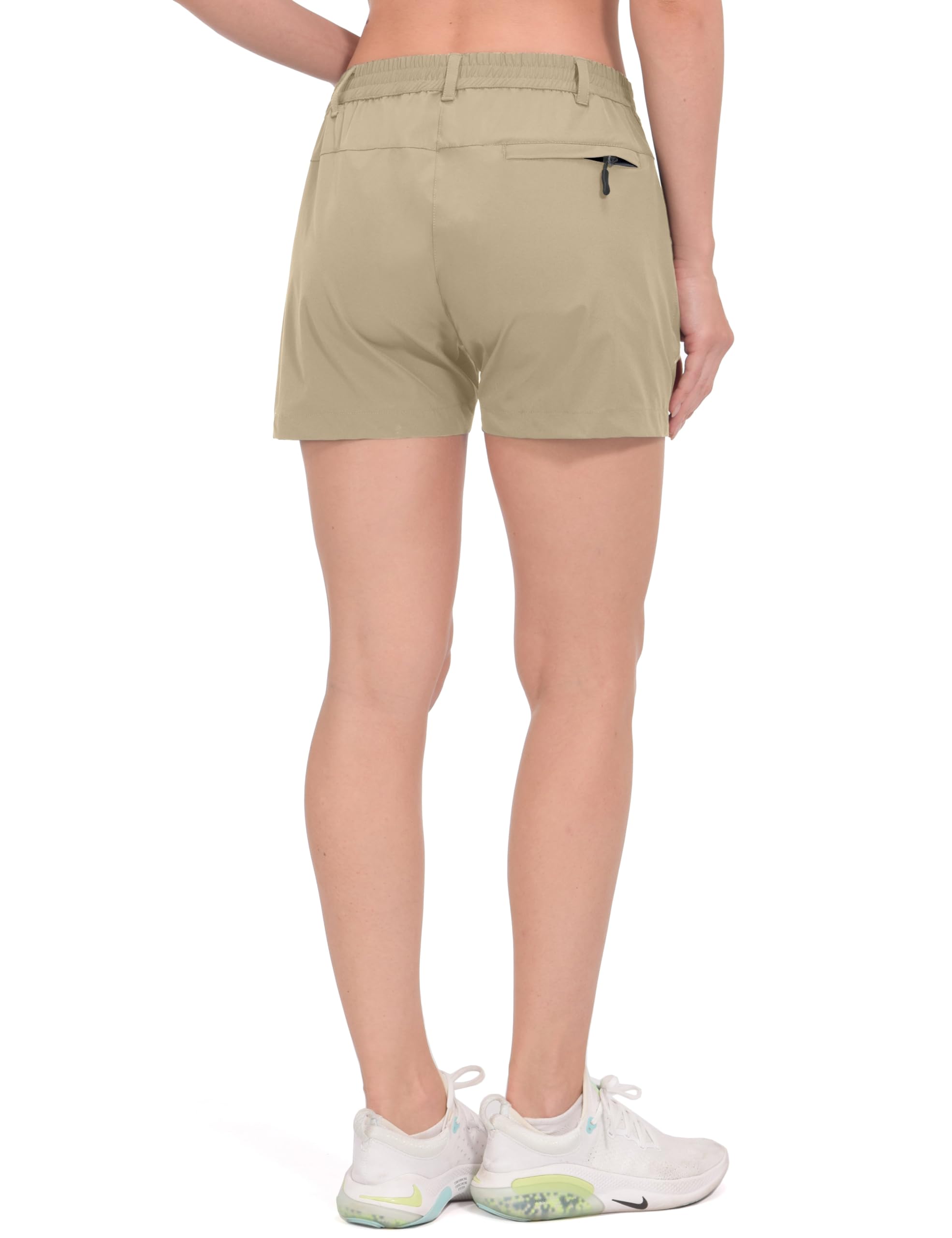 Little Donkey Andy khaki shorts highlight adjustable waistband for a personalized fit.