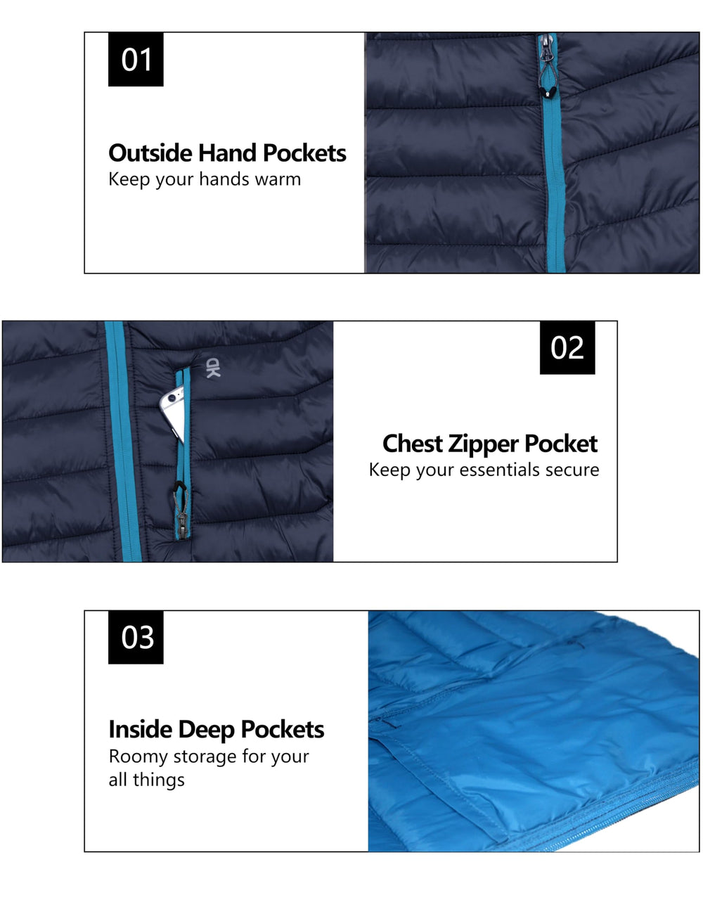 Little Donkey Andy jacket pockets with zippered hand warmers and chest pocket