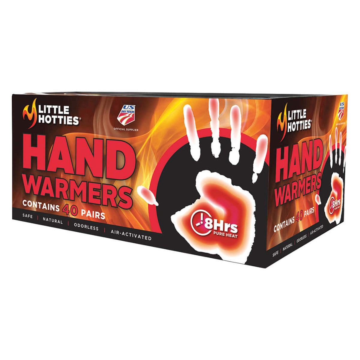 Little Hotties hand warmer activating by air, provides up to 8 hours of warmth for pockets and gloves.