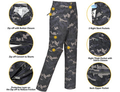 Little Donkey Andy pants featuring 4-way stretch and adjustable waist for freedom of movement.