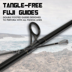 LITTMA carbon surf rod graphite blank close-up showing strength and responsive feel.