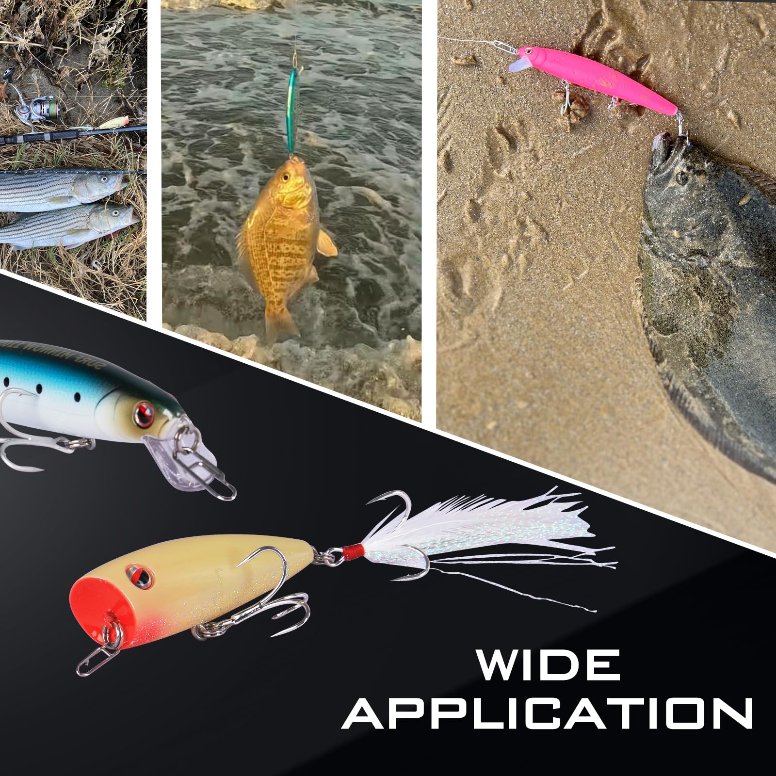 Power clip in four sizes from 25 lb to 125 lb for saltwater tackle