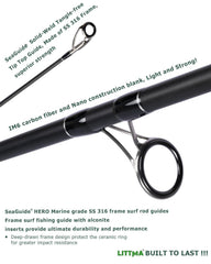 LITTMA surf rod reel seat delivers secure XDPS performance in rough surf conditions.